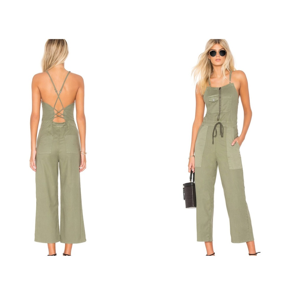 Hudson Leverage Green Khaki Utility Cargo Jumpsuit Medium